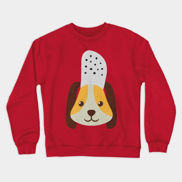 cute doggo with croc on the head - orange Crewneck Sweatshirt by Uwaki